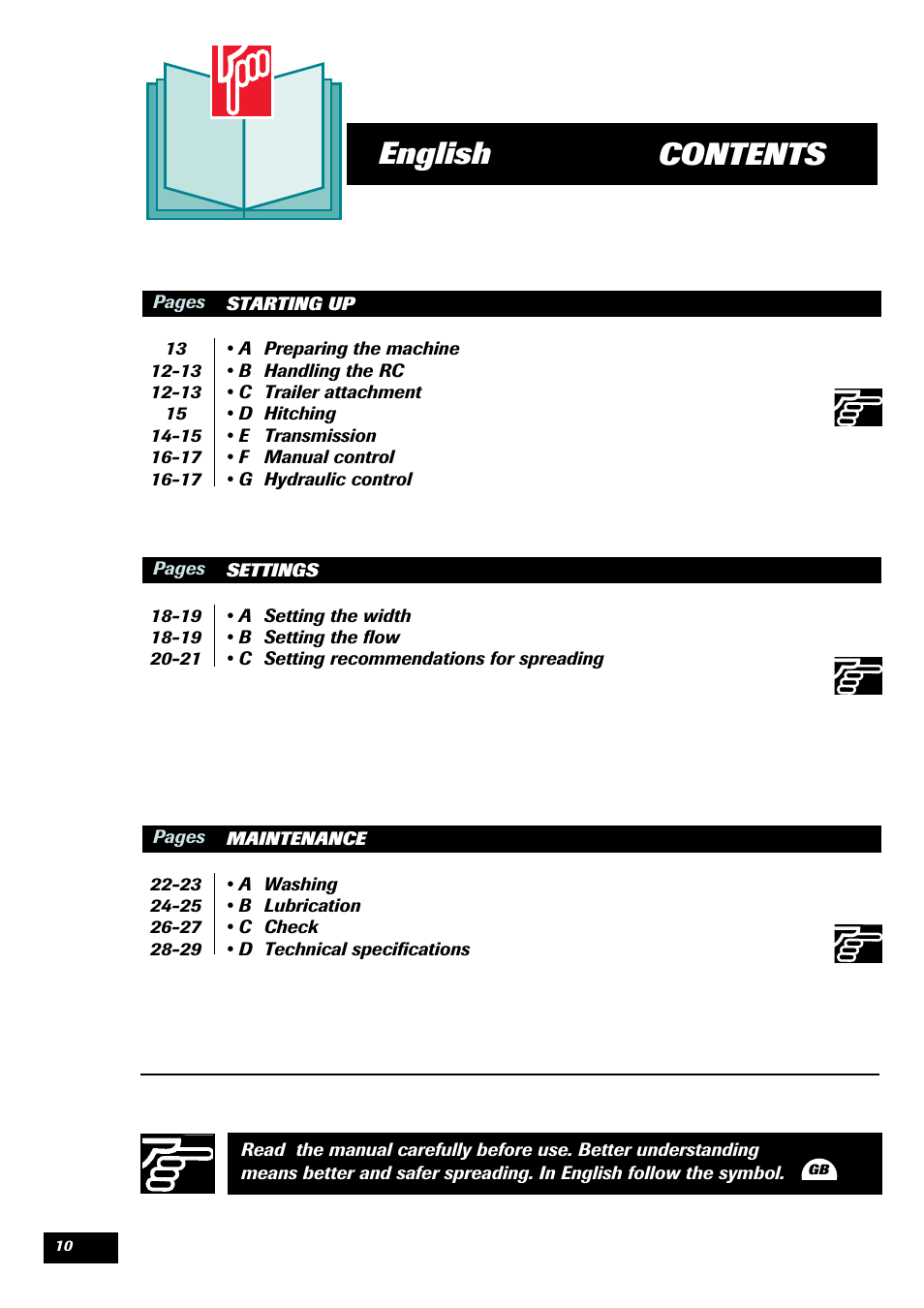 Contents english | Sulky Monorotor C User Manual | Page 12 / 31