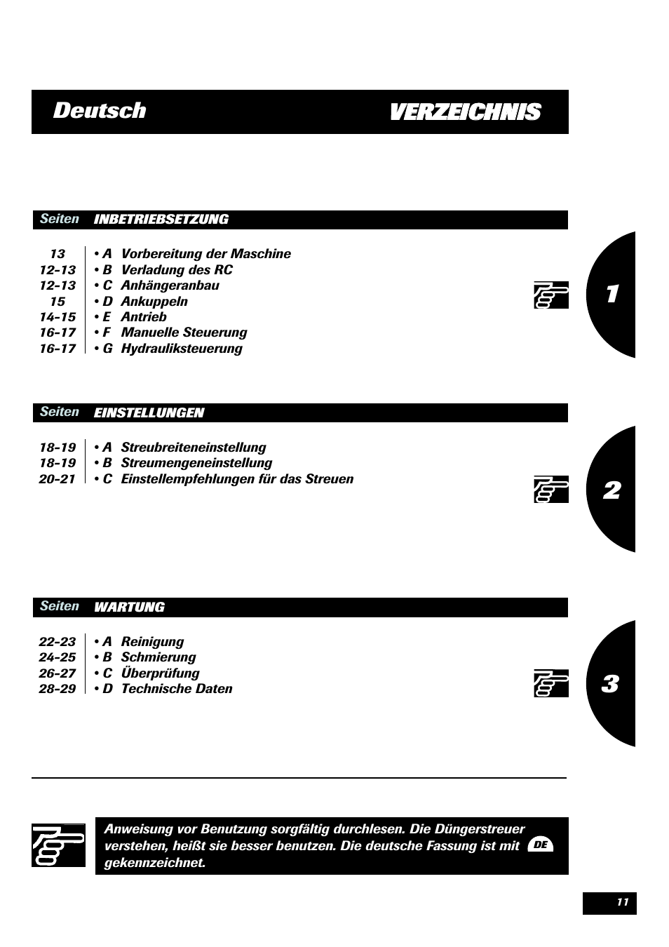 Vve er rz ze eiic ch hn niis s deutsch | Sulky Monorotor C User Manual | Page 13 / 31