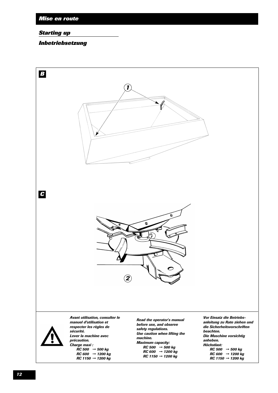 Mise en route starting up inbetriebsetzung | Sulky Monorotor C User Manual | Page 14 / 31