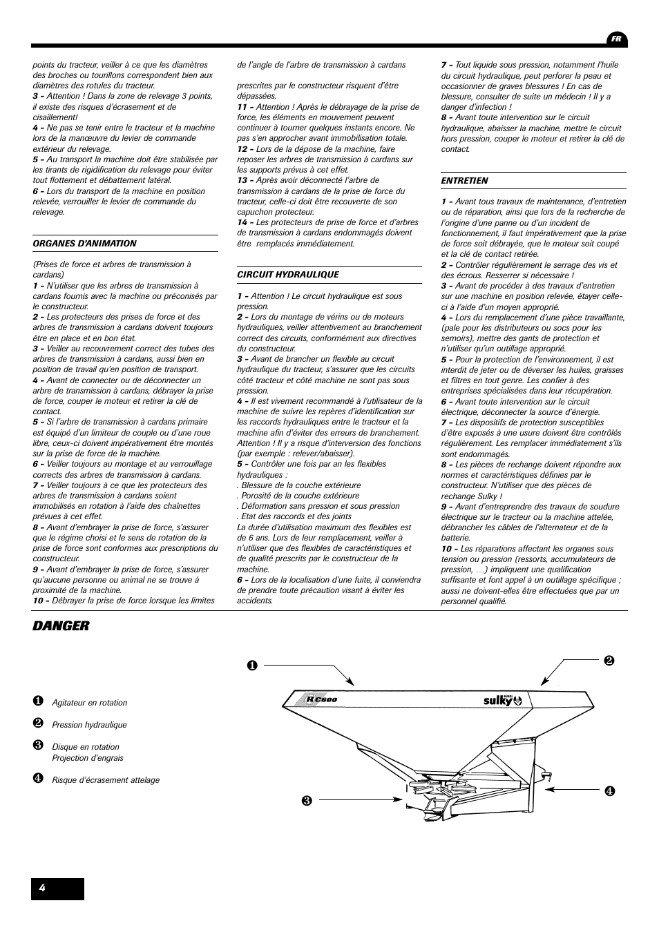 Danger | Sulky Monorotor C User Manual | Page 6 / 31