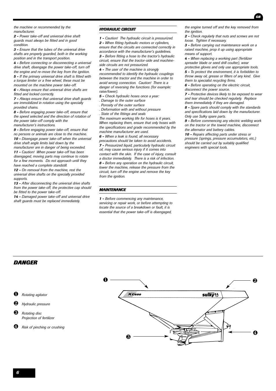 Danger | Sulky Monorotor C User Manual | Page 8 / 31