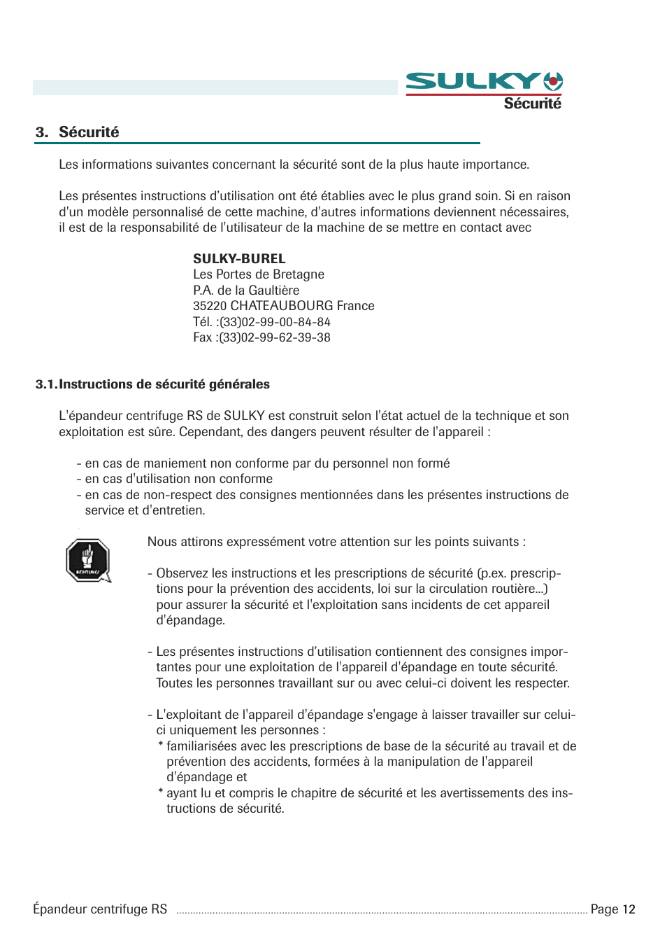 Sulky RS 350 - 1000 User Manual | Page 14 / 86