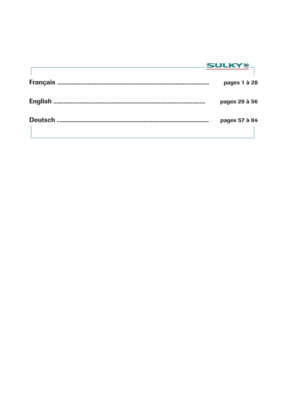 Sulky RS 350 - 1000 User Manual | Page 2 / 86