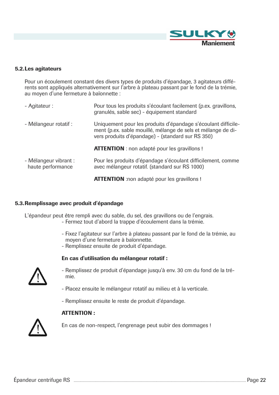 Sulky RS 350 - 1000 User Manual | Page 24 / 86