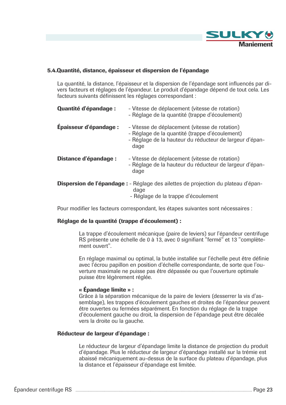 Sulky RS 350 - 1000 User Manual | Page 25 / 86