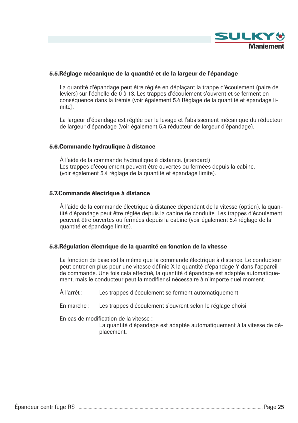Sulky RS 350 - 1000 User Manual | Page 27 / 86