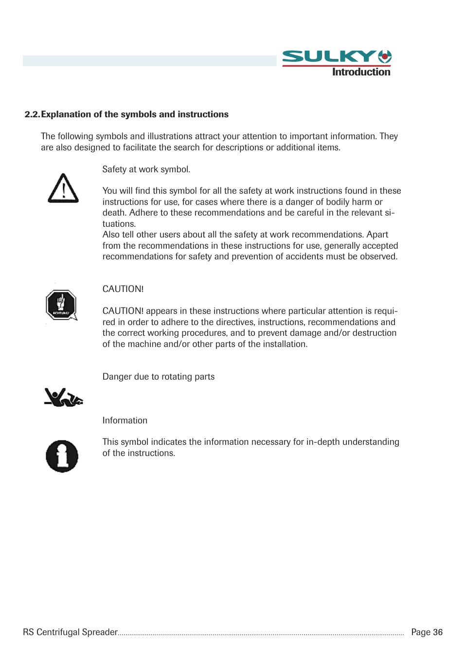 Sulky RS 350 - 1000 User Manual | Page 38 / 86