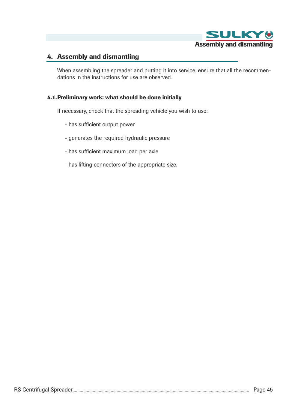 Sulky RS 350 - 1000 User Manual | Page 47 / 86