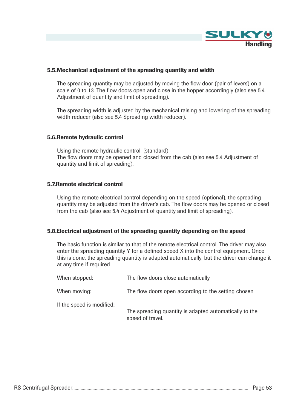 Sulky RS 350 - 1000 User Manual | Page 55 / 86