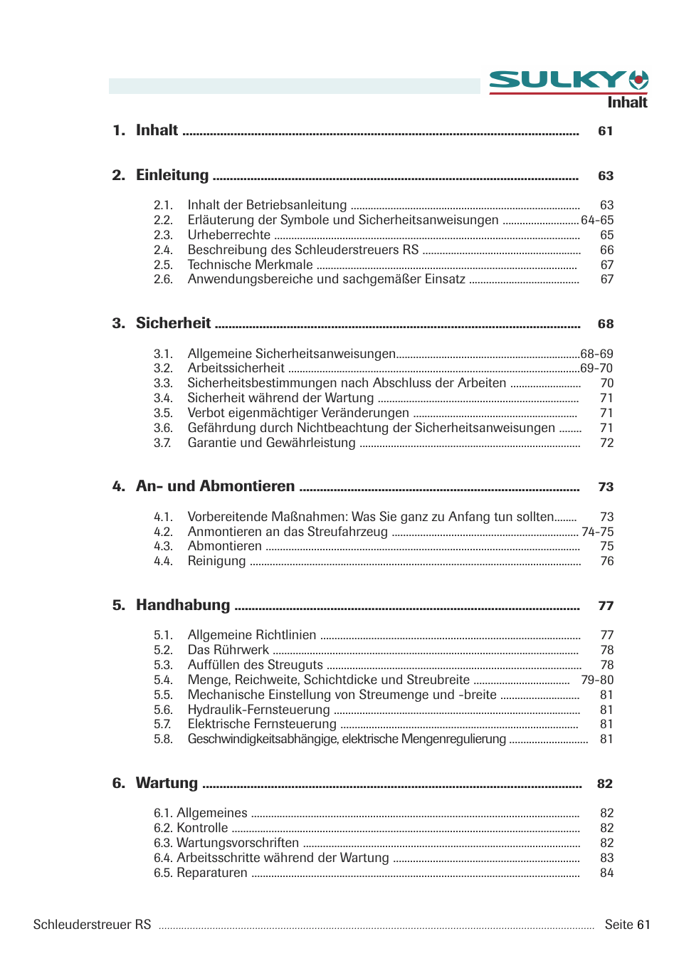 Sulky RS 350 - 1000 User Manual | Page 63 / 86