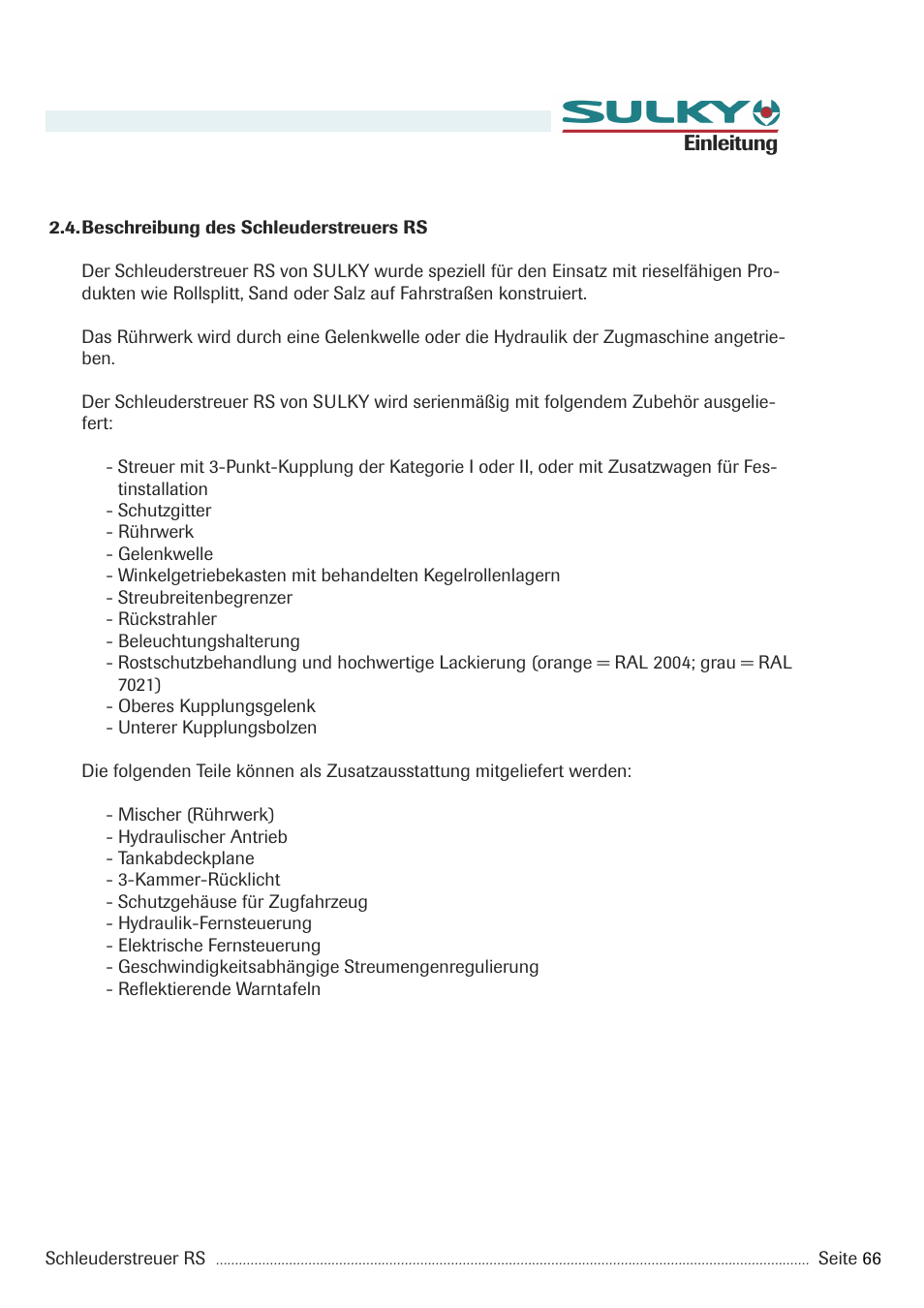 Sulky RS 350 - 1000 User Manual | Page 68 / 86