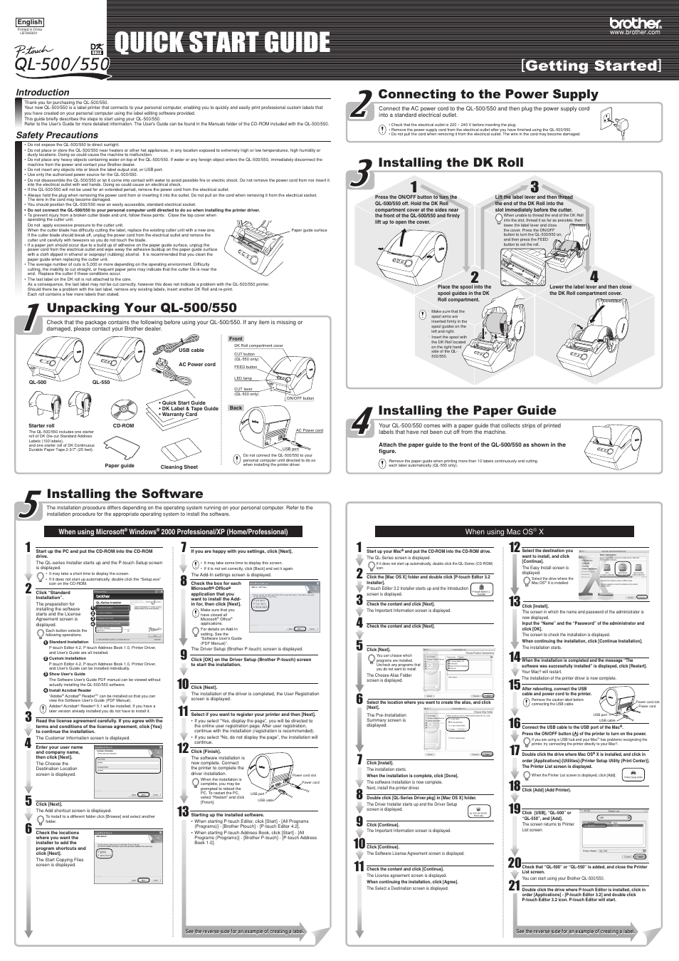 Brother P-touch QL-series User Manual | 2 pages