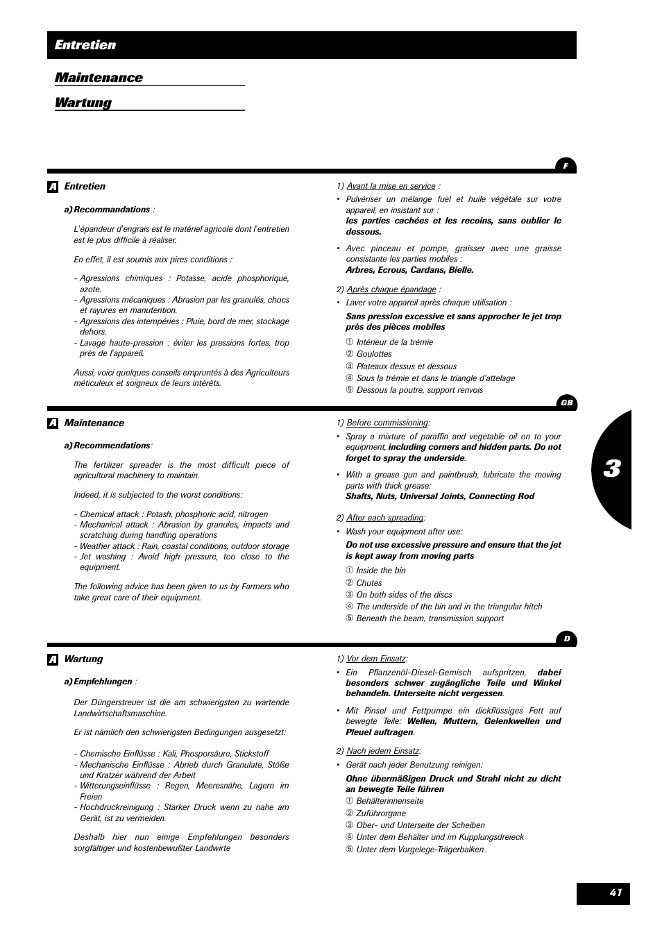 Entretien maintenance wartung | Sulky DPX 05 User Manual | Page 43 / 197