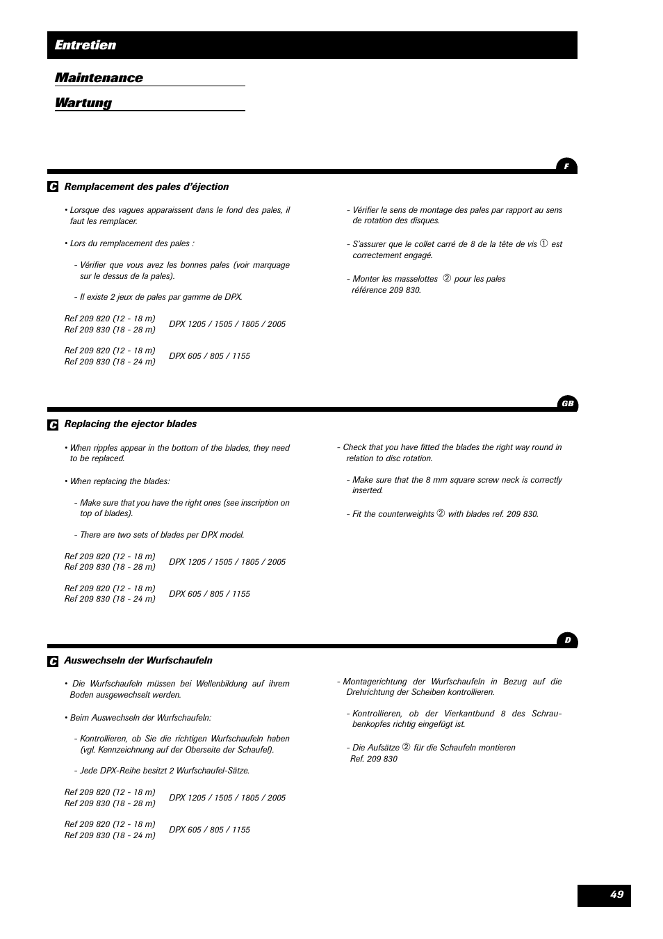 Entretien maintenance wartung | Sulky DPX 05 User Manual | Page 51 / 197