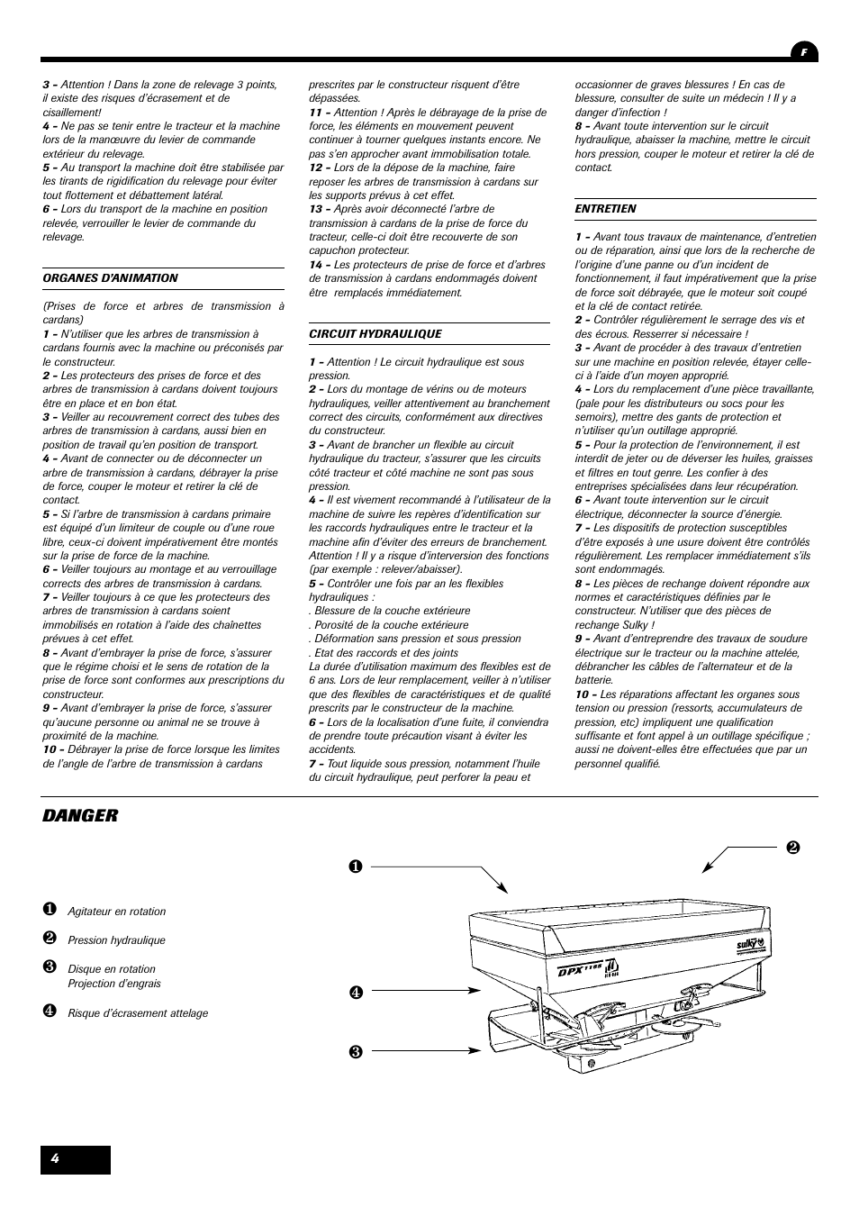Danger | Sulky DPX 05 User Manual | Page 6 / 197