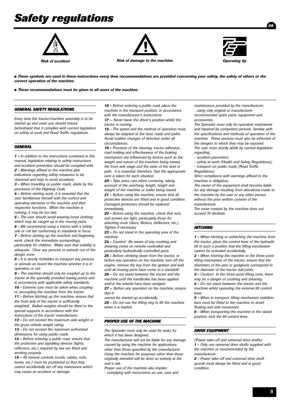 Safety regulations | Sulky DPX 05 User Manual | Page 7 / 197
