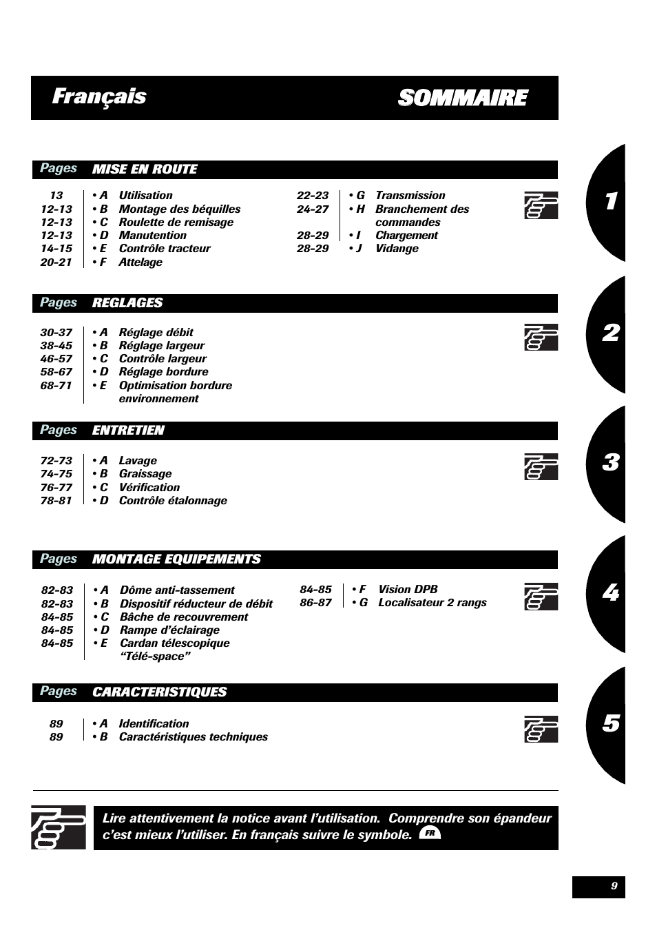 Ssommaire français | Sulky DPX Prima User Manual | Page 11 / 91