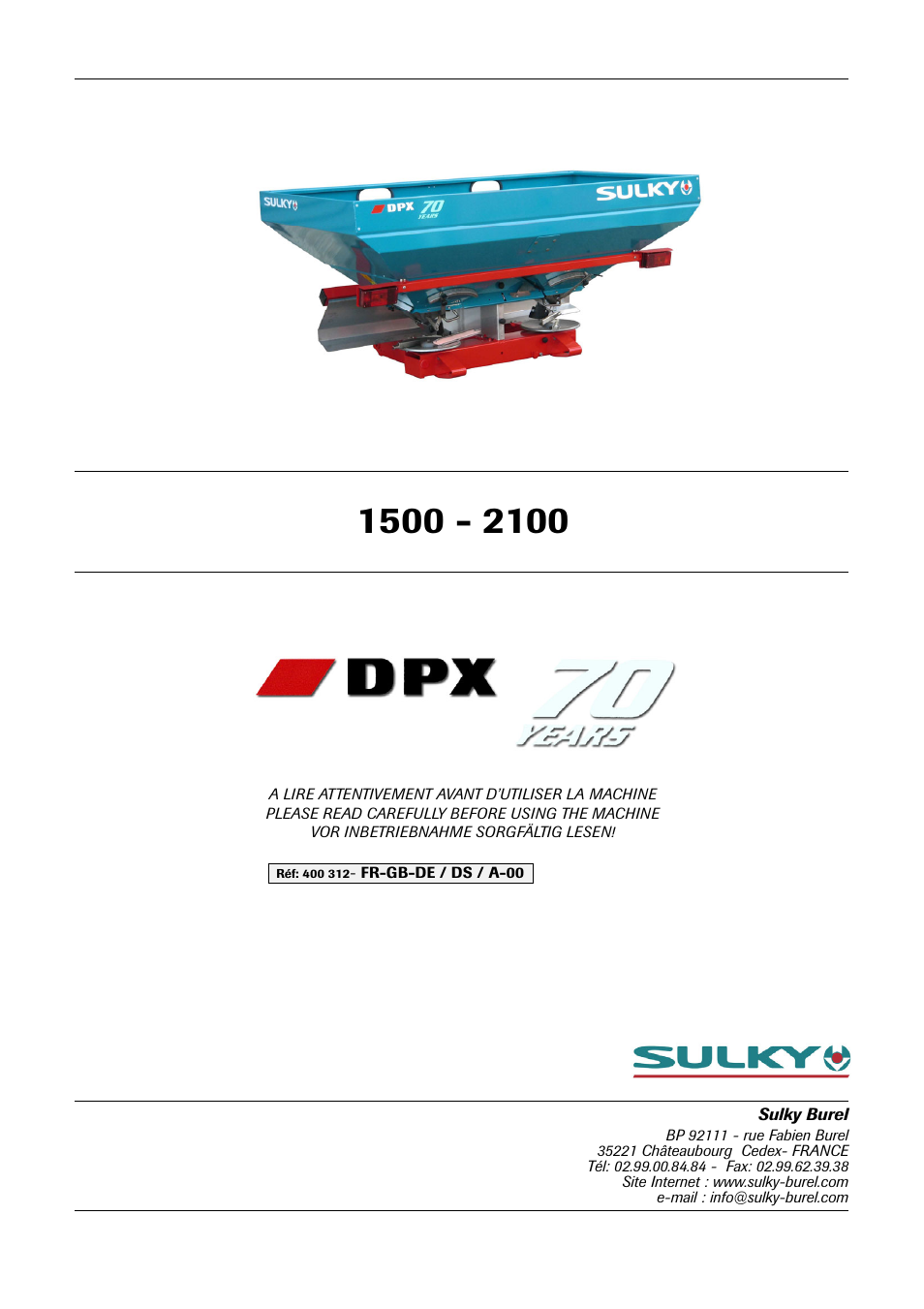 Sulky 70 years series DPX User Manual | 81 pages