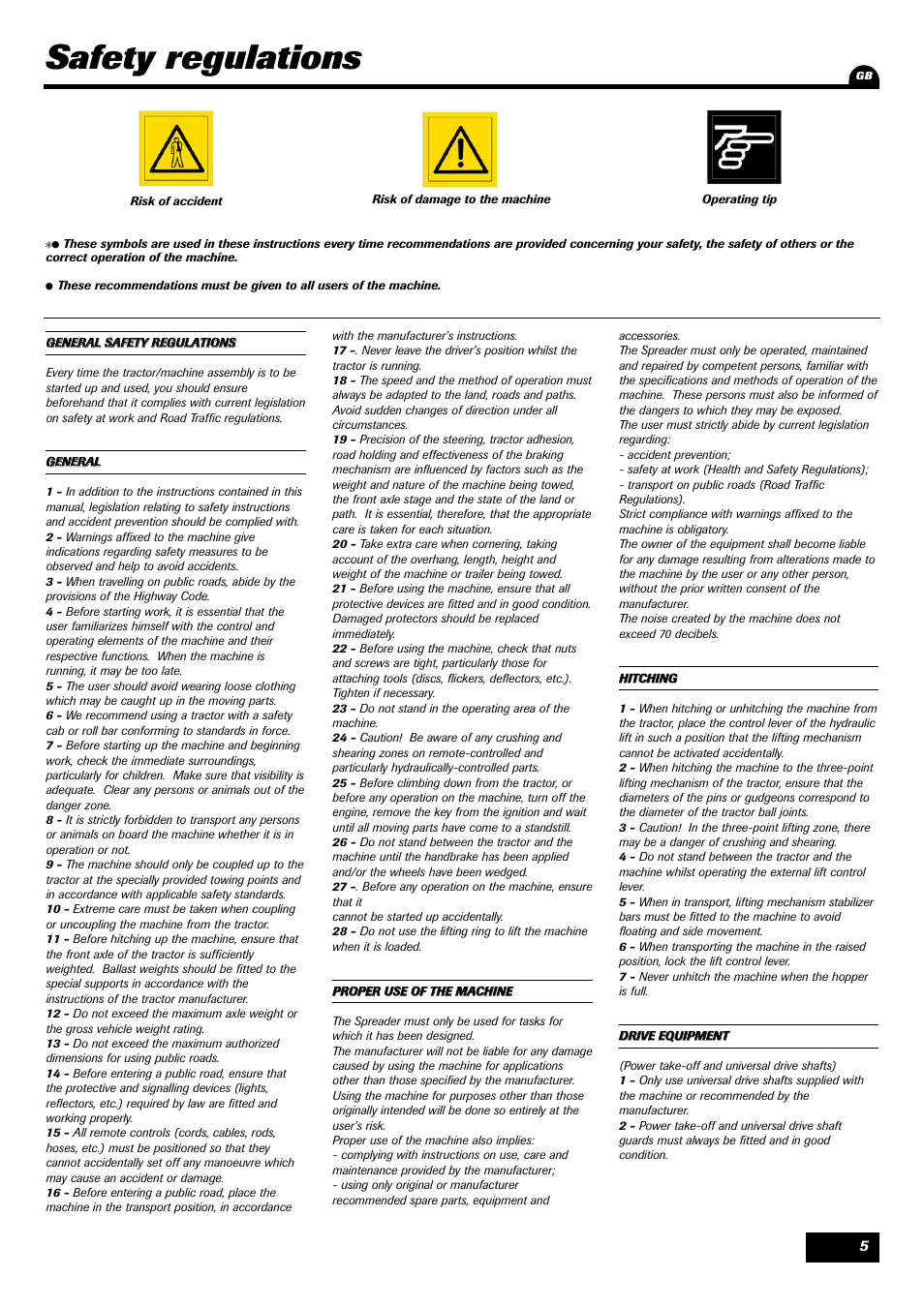 Safety regulations | Sulky 70 years series DPX User Manual | Page 7 / 81