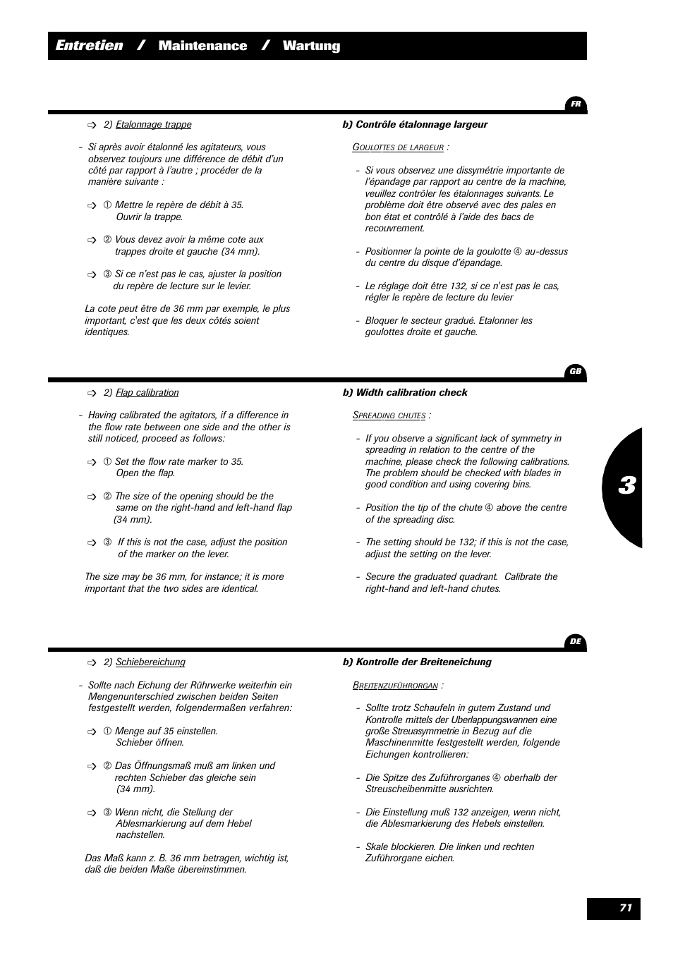 Entretien, Maintenance, Wartung | Sulky 70 years series DPX User Manual | Page 73 / 81