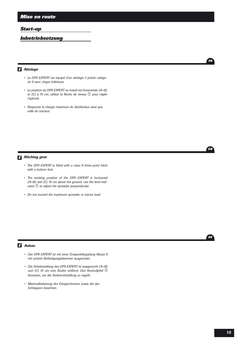 Mise en route start-up inbetriebsetzung | Sulky DPX Expert User Manual | Page 16 / 76