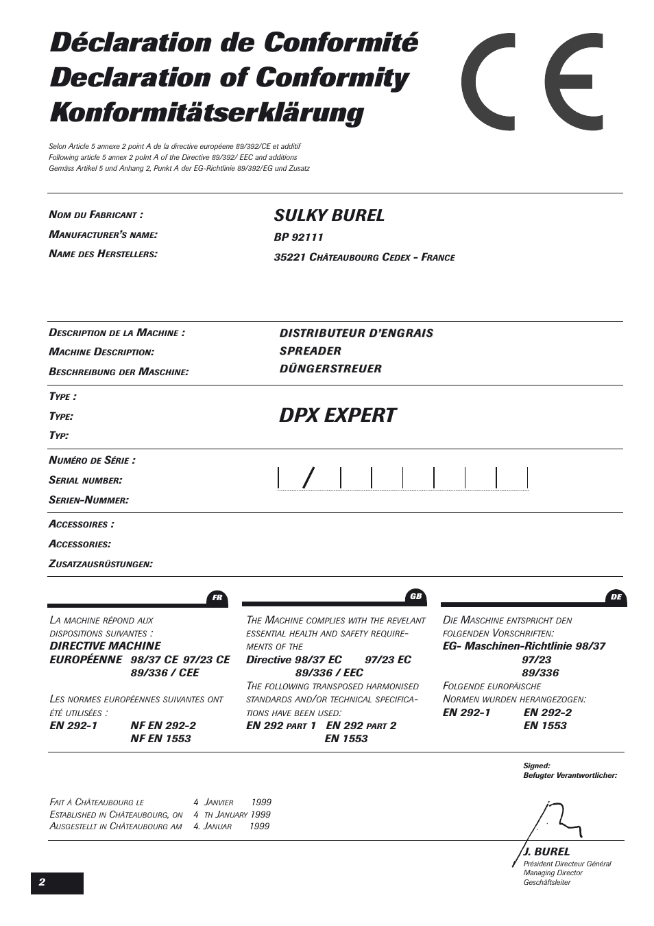 Dpx expert, Sulky burel | Sulky DPX Expert User Manual | Page 3 / 76