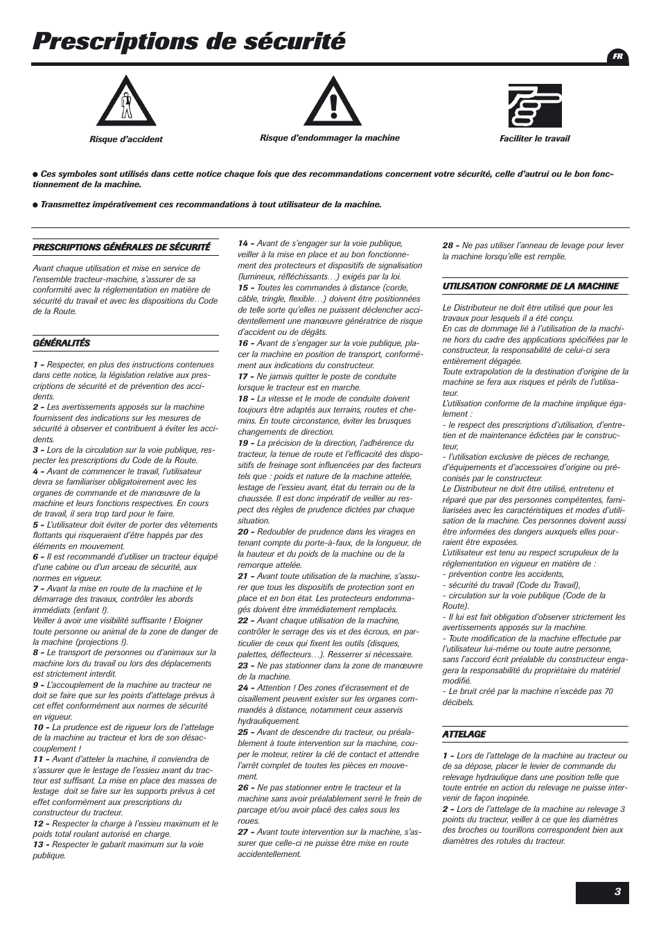 Prescriptions de sécurité | Sulky DPX Expert User Manual | Page 4 / 76