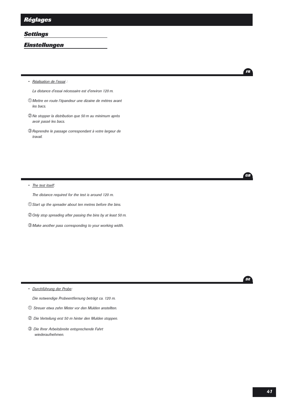 Réglages settings einstellungen | Sulky DPX Expert User Manual | Page 42 / 76