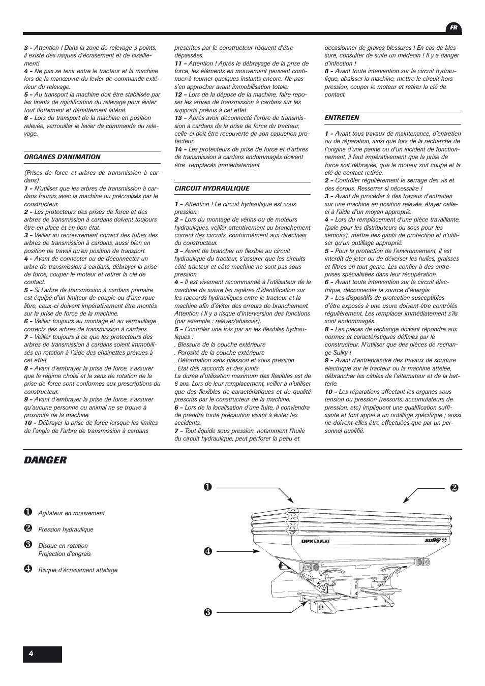 Danger | Sulky DPX Expert User Manual | Page 5 / 76