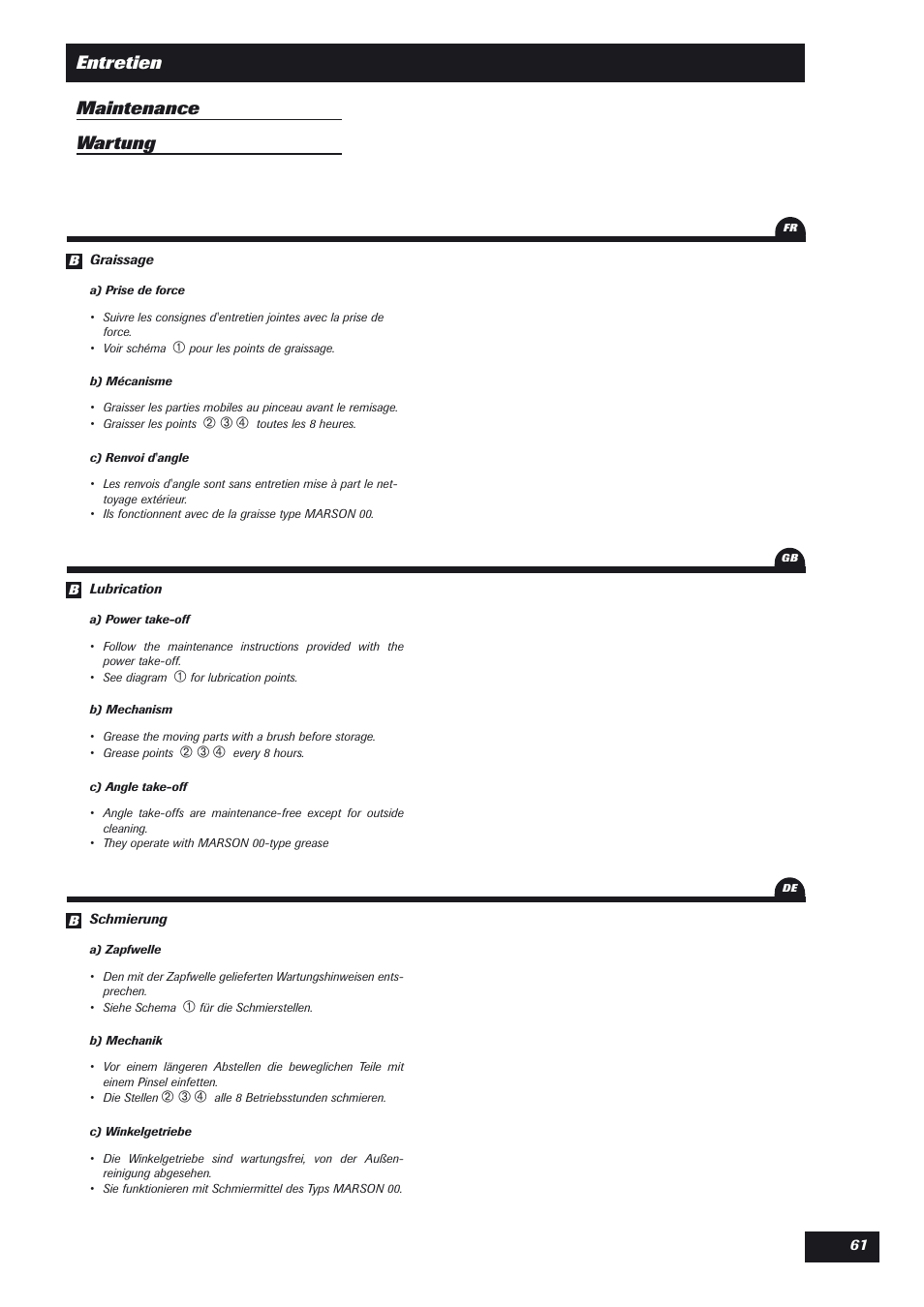Entretien maintenance wartung | Sulky DPX Expert User Manual | Page 62 / 76