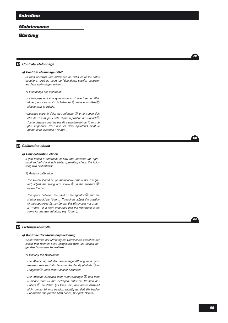 Entretien maintenance wartung | Sulky DPX Expert User Manual | Page 66 / 76