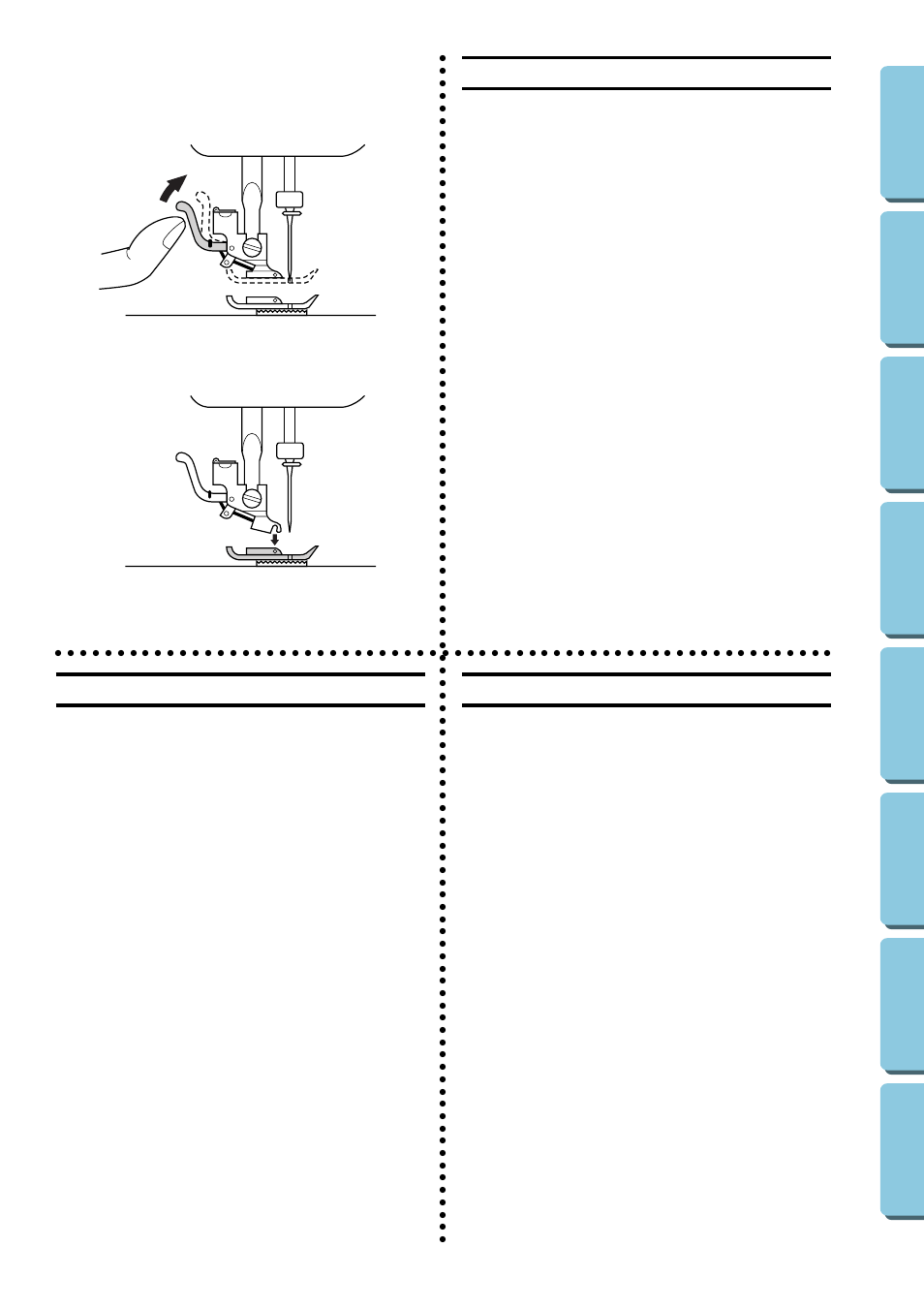 Changing the presser foot, Cambio del prensatelas, Sostituzione del piedino premistoffa | Brother XL5020 User Manual | Page 16 / 82