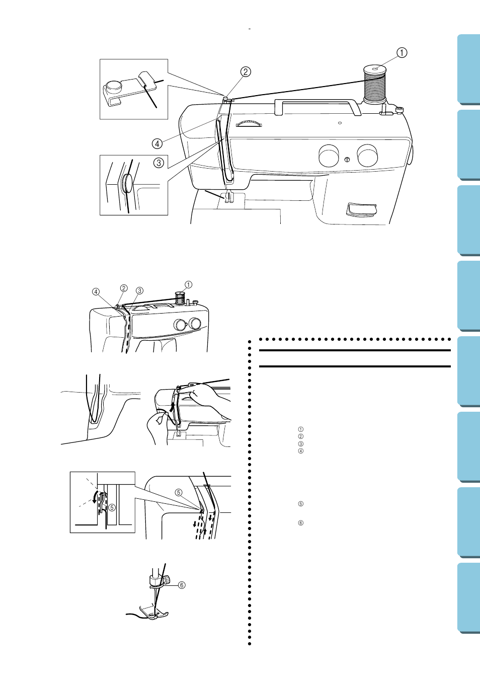 Upper (needle) threading, Ea b c d | Brother XL5020 User Manual | Page 33 / 82