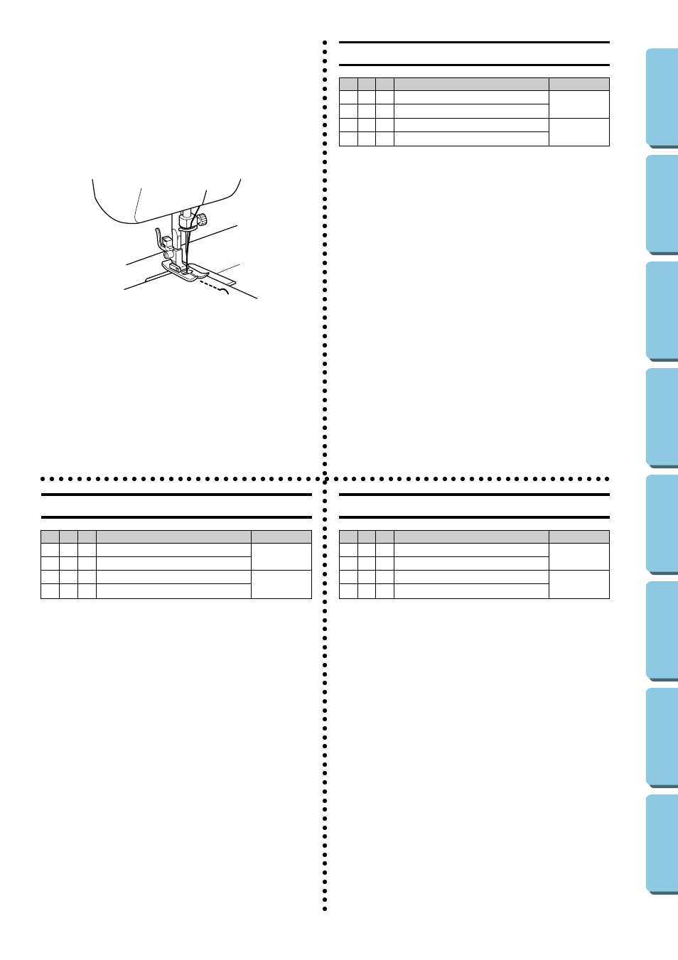 Straight and zigzag stitiching, Straight stitching, Straight and | Zigza, G stitching, Puntadas rectas, Punto diritto | Brother XL5020 User Manual | Page 44 / 82