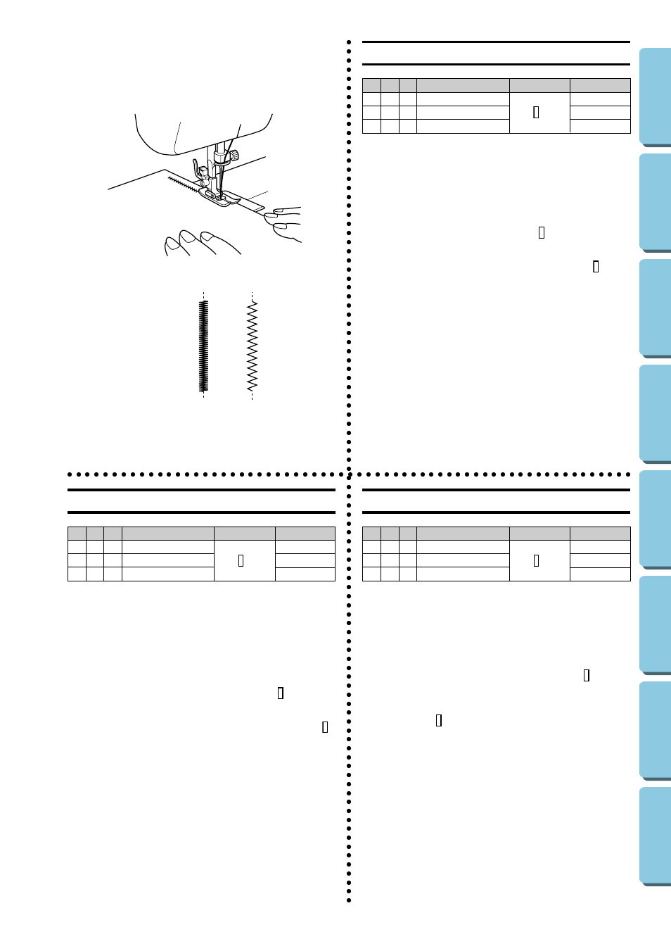 Zigzag stitching, Puntadas zigzag, Punto zigzag | Brother XL5020 User Manual | Page 47 / 82