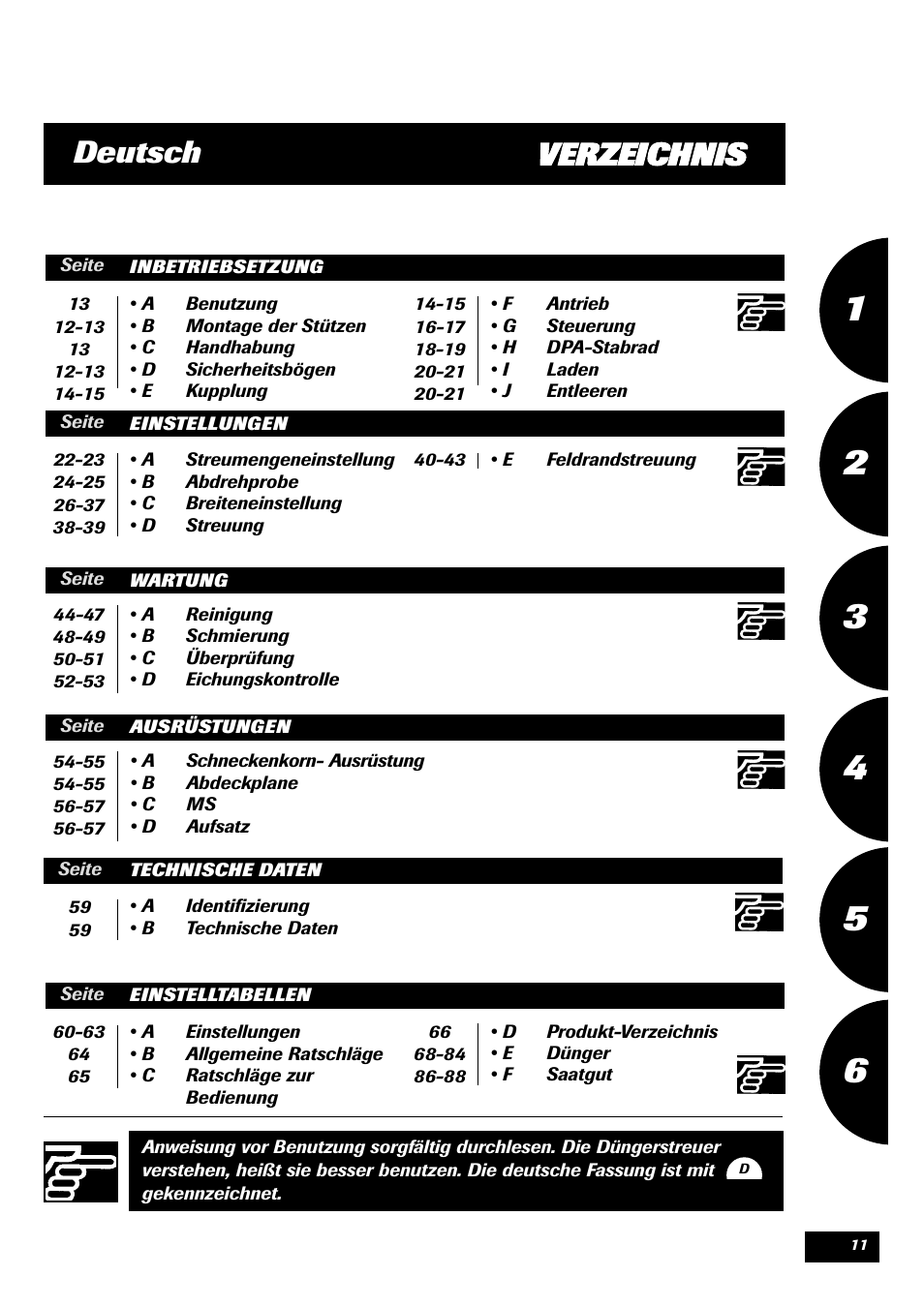 Verzeichnis deutsch | Sulky DPA - XL User Manual | Page 13 / 90