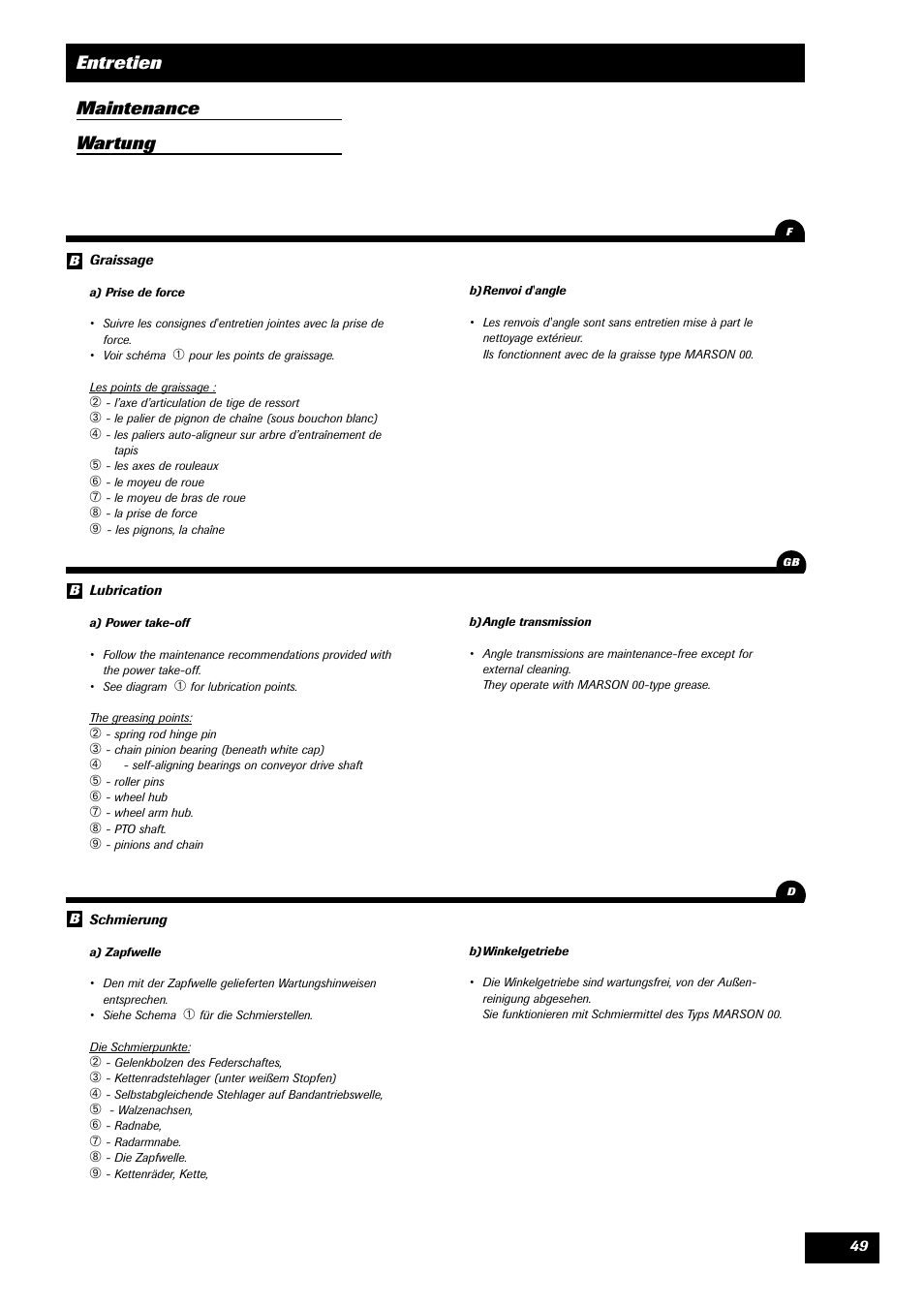 Entretien maintenance wartung | Sulky DPA - XL User Manual | Page 51 / 90