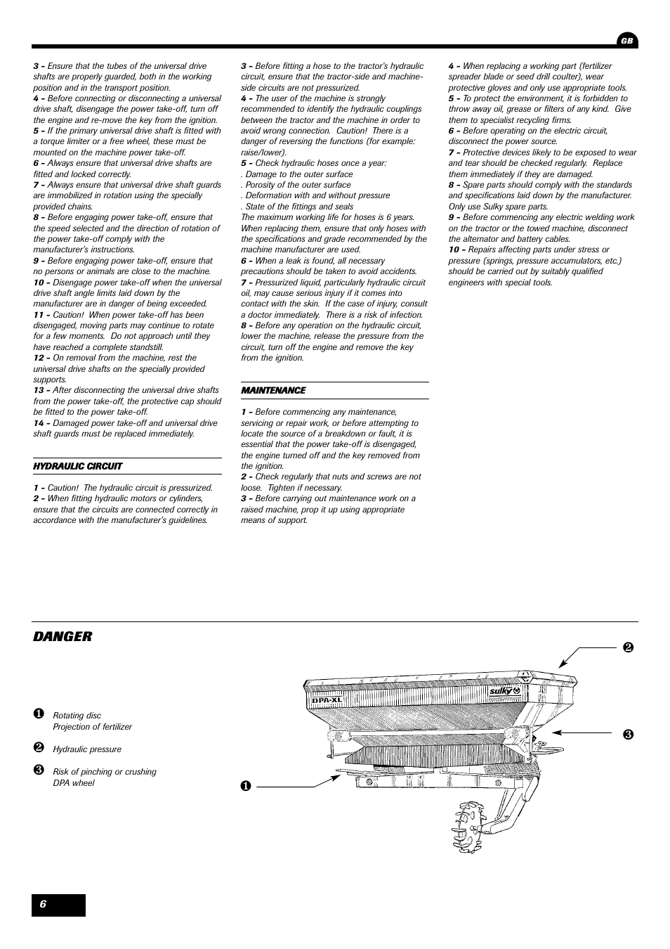 Danger | Sulky DPA - XL User Manual | Page 8 / 90