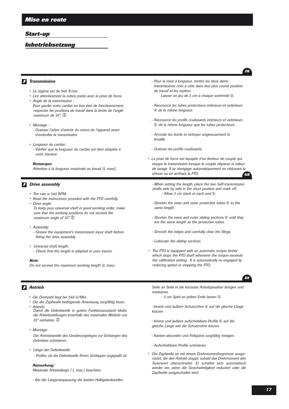 Mise en route start-up inbetriebsetzung | Sulky DPX User Manual | Page 18 / 76