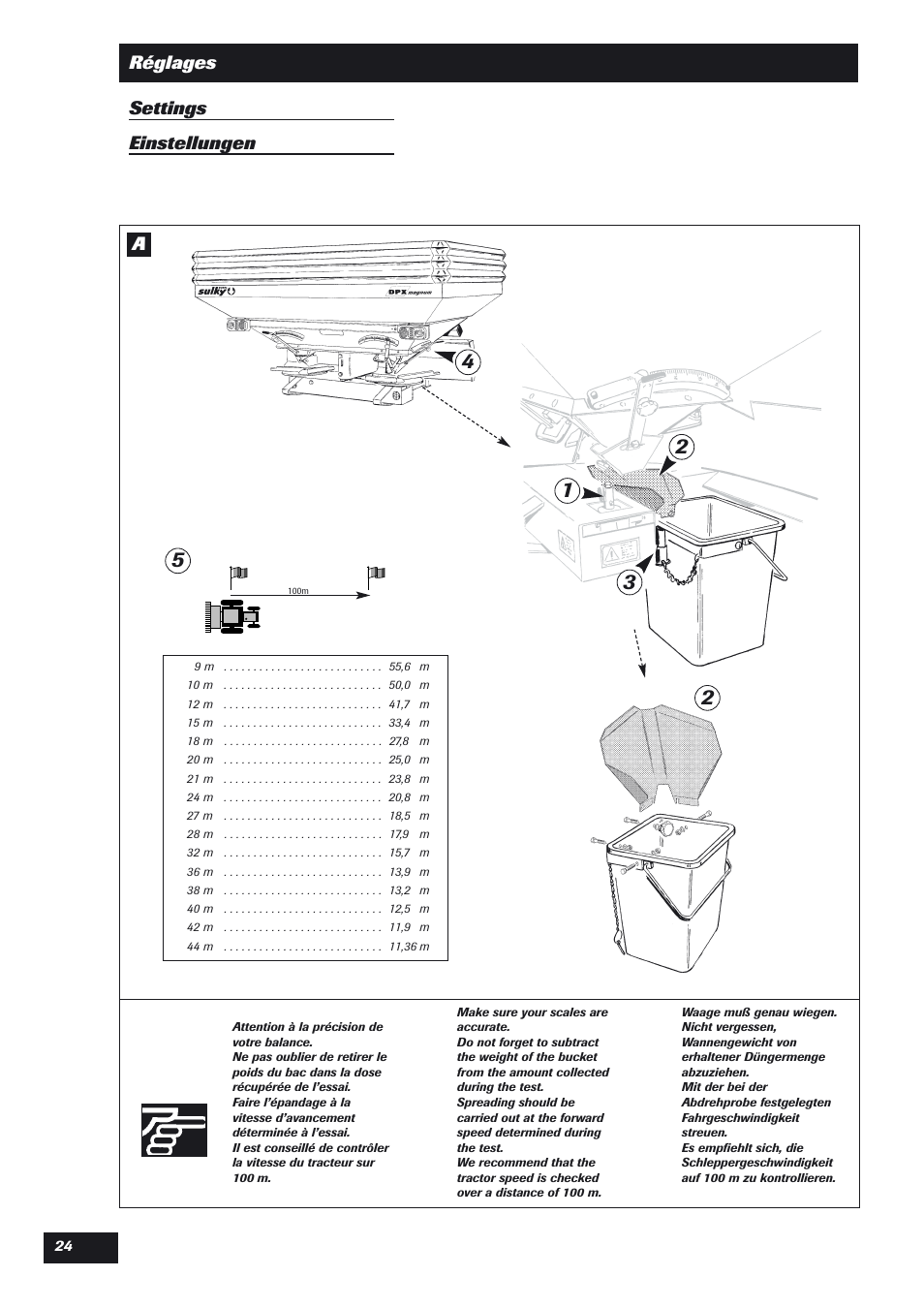 Réglages settings einstellungen | Sulky DPX User Manual | Page 25 / 76