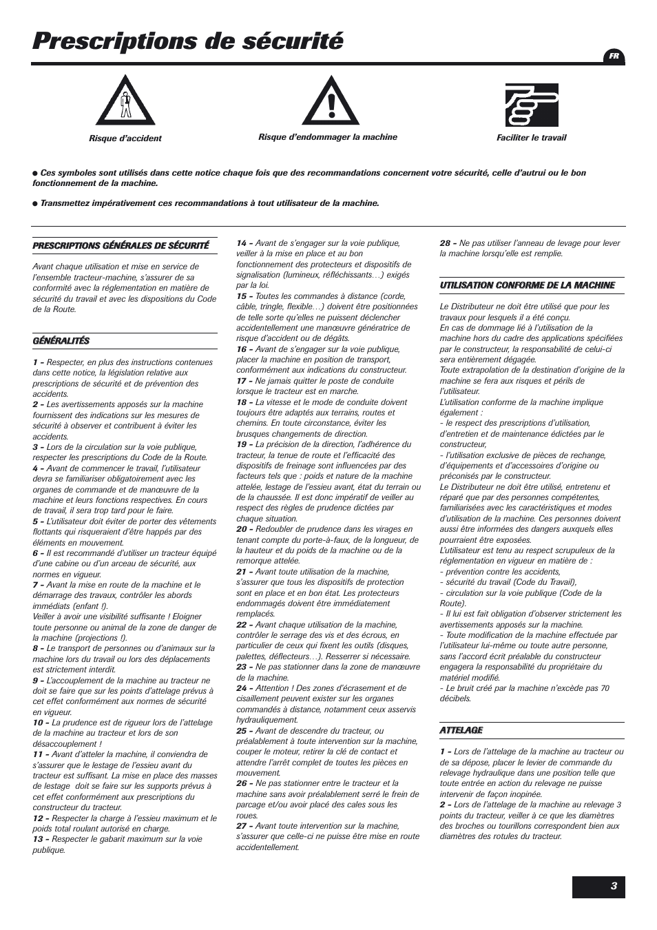 Prescriptions de sécurité | Sulky DPX User Manual | Page 4 / 76