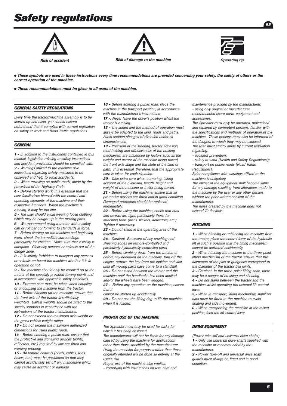 Safety regulations | Sulky DPX User Manual | Page 6 / 76