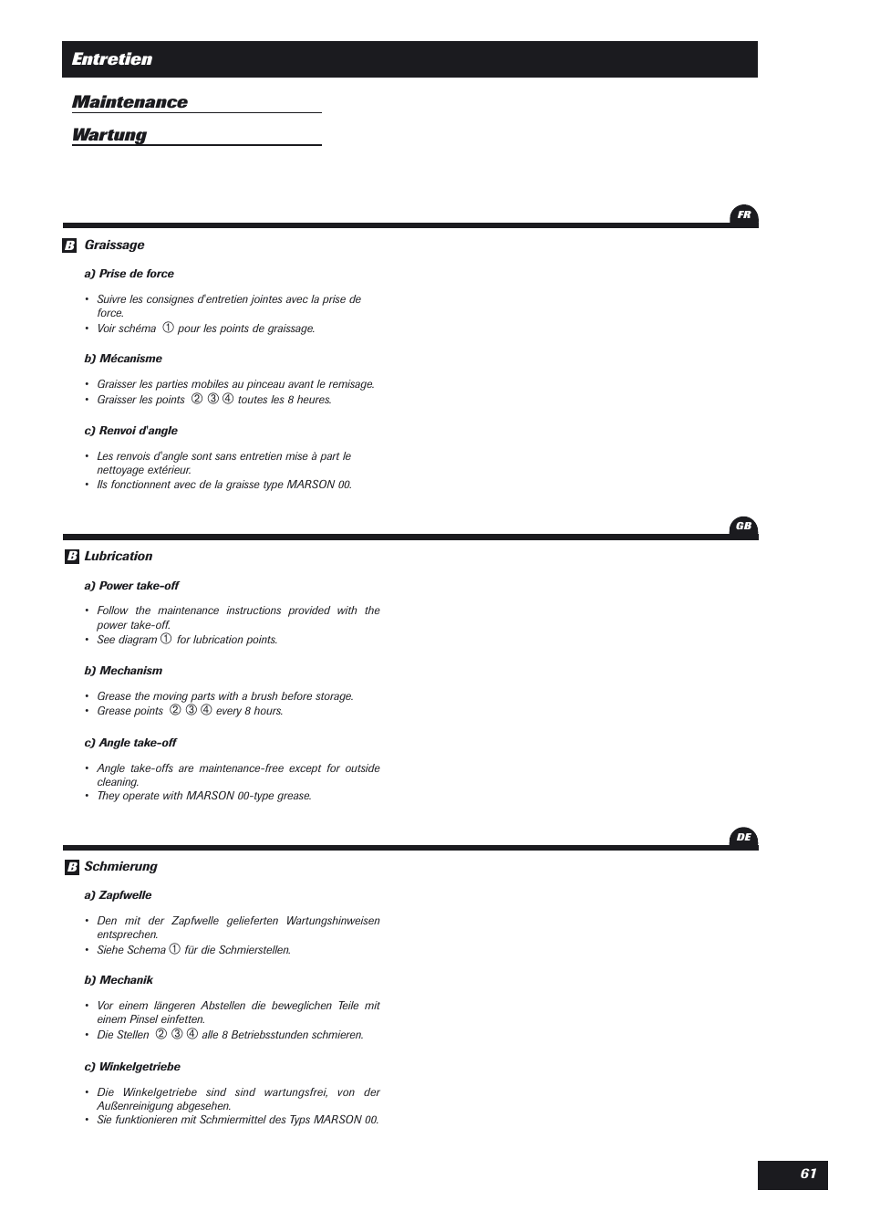Entretien maintenance wartung | Sulky DPX User Manual | Page 62 / 76