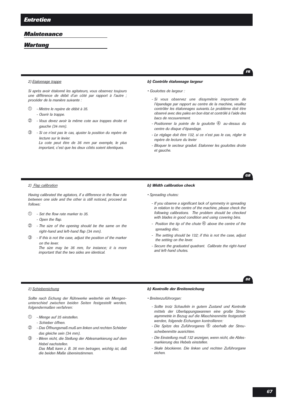 Entretien maintenance wartung | Sulky DPX User Manual | Page 68 / 76