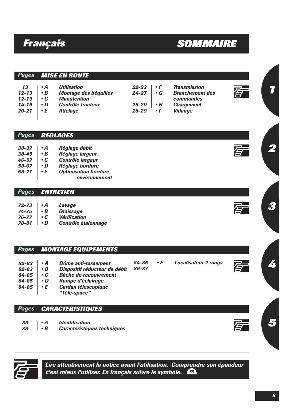 Ssommaire français | Sulky DPX 18 User Manual | Page 11 / 91
