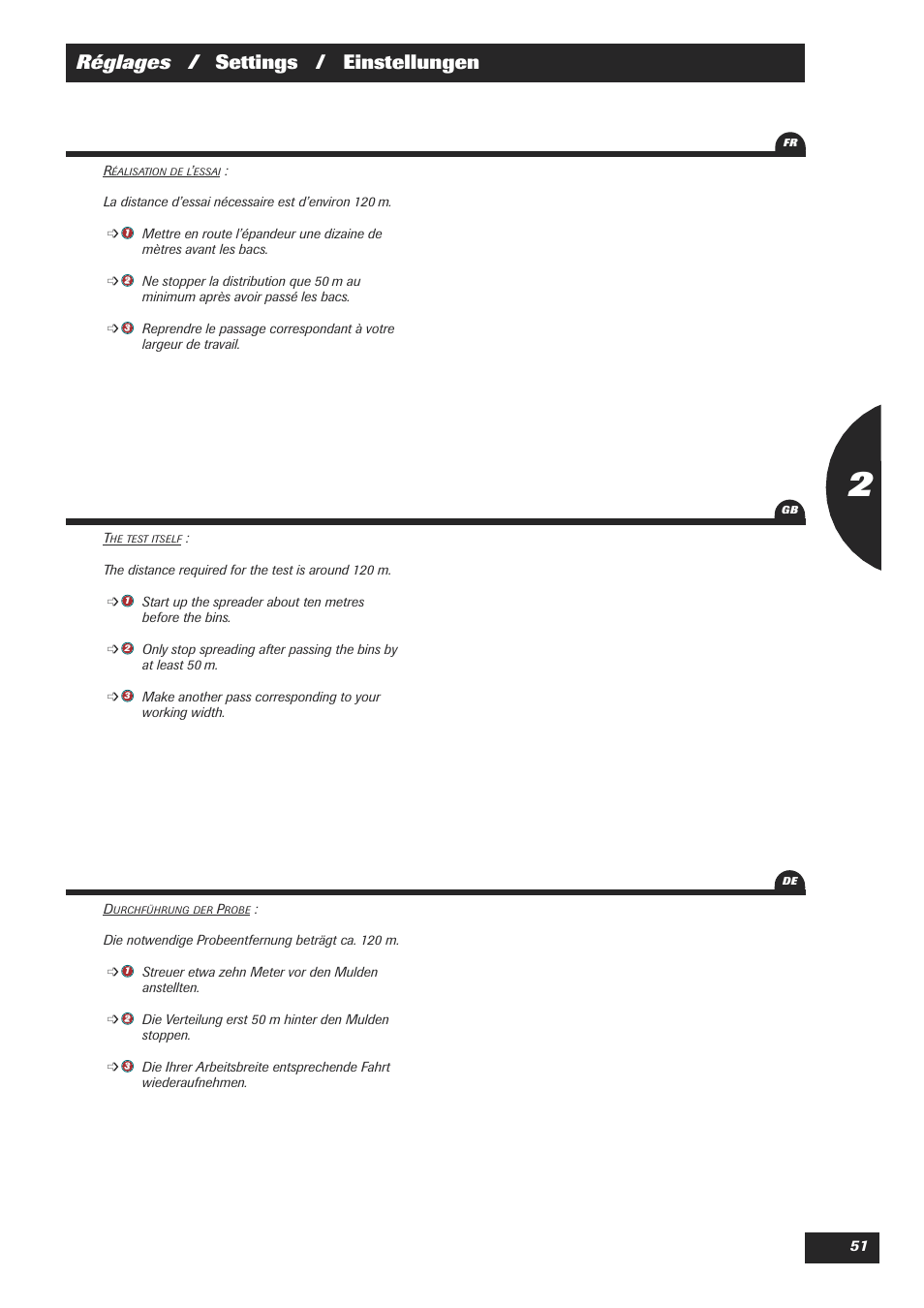 Réglages / settings / einstellungen | Sulky DPX 18 User Manual | Page 53 / 91