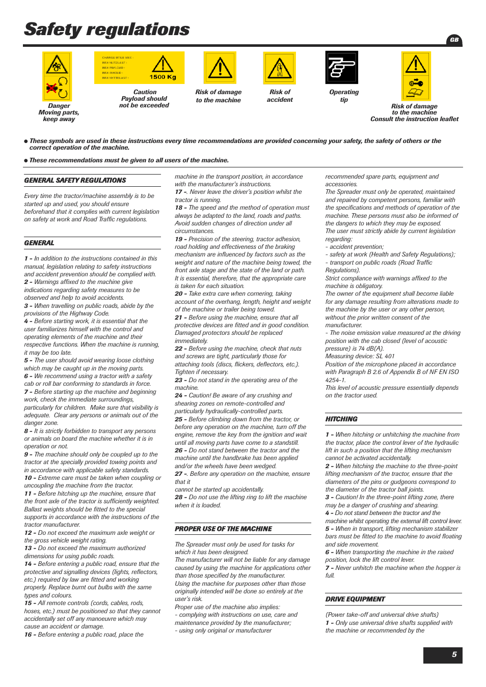 Safety regulations | Sulky DPX 18 User Manual | Page 7 / 91