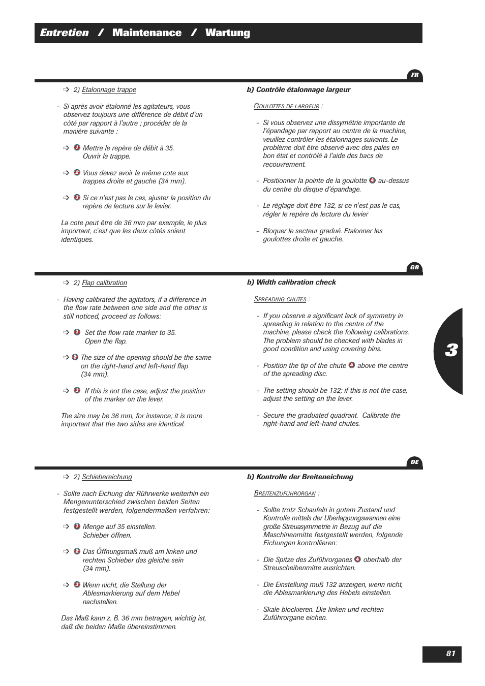 Entretien / maintenance / wartung | Sulky DPX 18 User Manual | Page 83 / 91