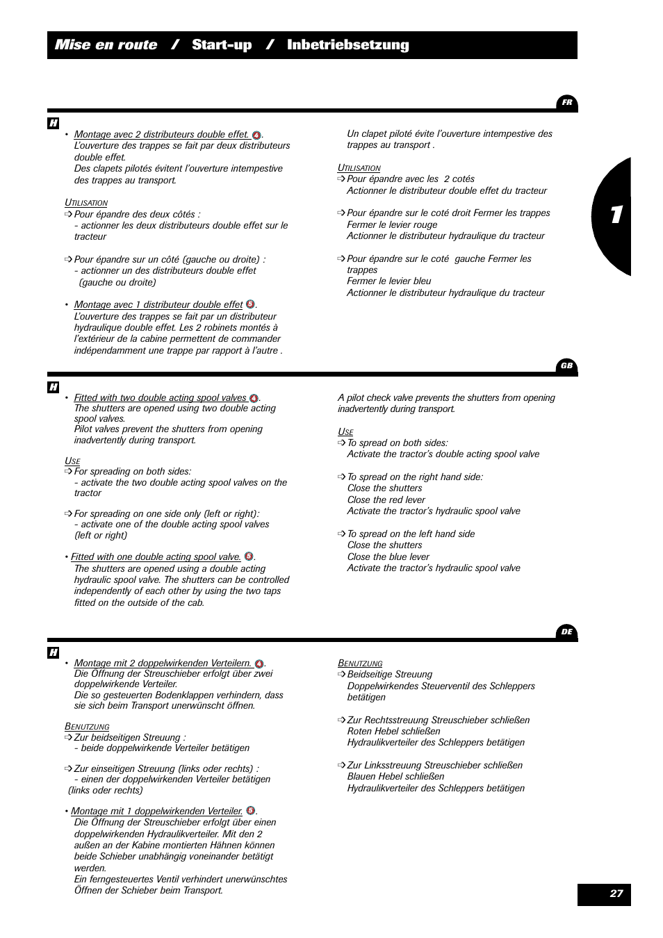 Mise en route / start-up / inbetriebsetzung | Sulky DPX 24 User Manual | Page 29 / 91