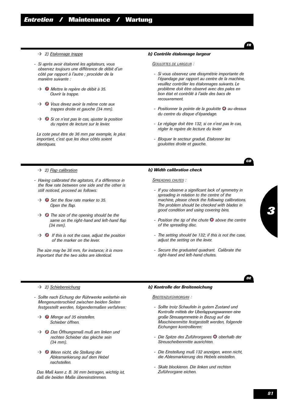 Entretien / maintenance / wartung | Sulky DPX 24 User Manual | Page 83 / 91